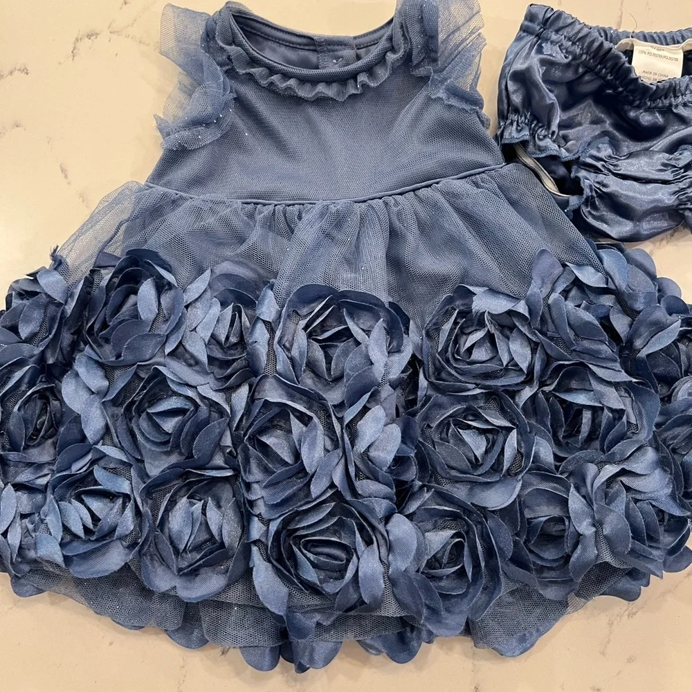 Blue Floral Kids Dress Set